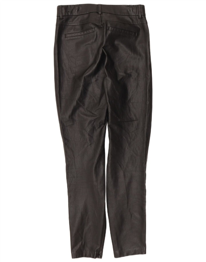 Zara Womens Slim Faux Leather Trousers Small W26 L27 Black