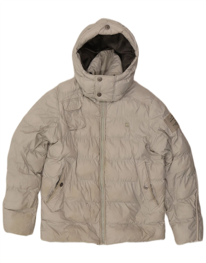 G-STAR Mens Hooded Padded Jacket UK 40 Large Grey Polyester