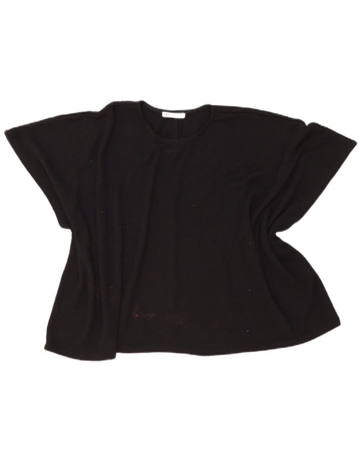 Zara Womens Poncho Blouse Top UK 14 Medium Black Viscose