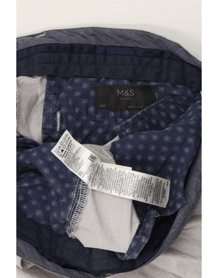 Marks & Spencer Mens Chino Shorts W34 Large Grey Pinstripe Cotton