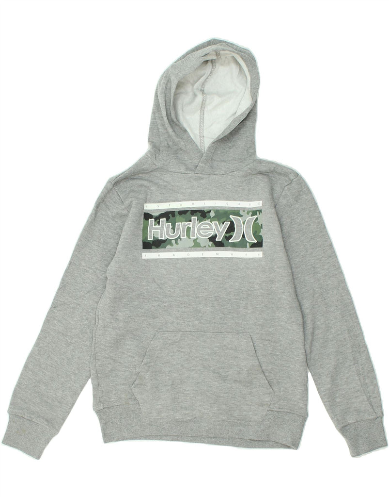 HURLEY Boys Graphic Hoodie Jumper 12-13 Years Large Grey Cotton | Vintage Hurley | Thrift | Second-Hand Hurley | Used Clothing | Messina Hembry 