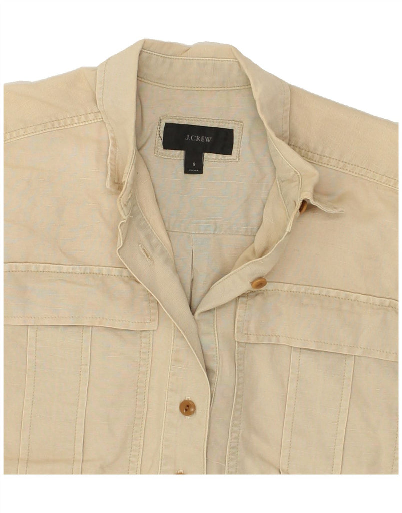 J. CREW Womens Longline Short Sleeve Pullover Shirt UK 10 Small Beige | Vintage J. Crew | Thrift | Second-Hand J. Crew | Used Clothing | Messina Hembry 