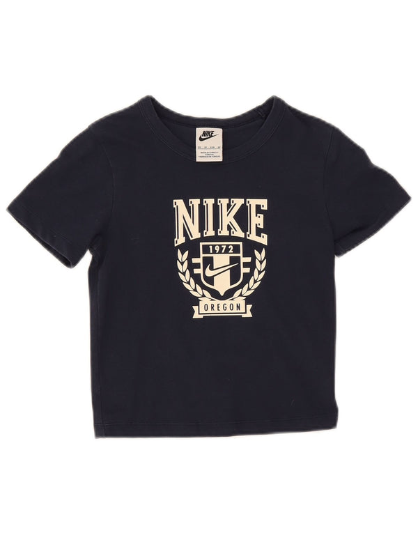 Nike Girls Oregon Graphic T-Shirt Top 6-7 Years XS Navy Blue Cotton