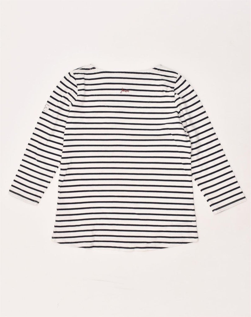 JOULES Womens 3/4 Sleeve Top UK 10 Small White Striped Cotton | Vintage Joules | Thrift | Second-Hand Joules | Used Clothing | Messina Hembry 