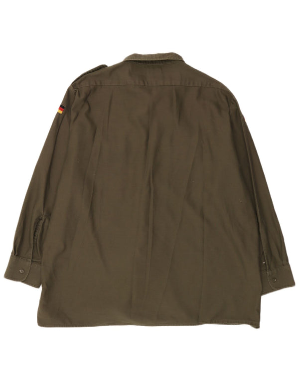 Vintage Mens Military Shirt 2XL Khaki Cotton