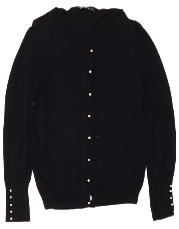 Zara Womens Cardigan Sweater UK 14 Large Navy Blue Viscose