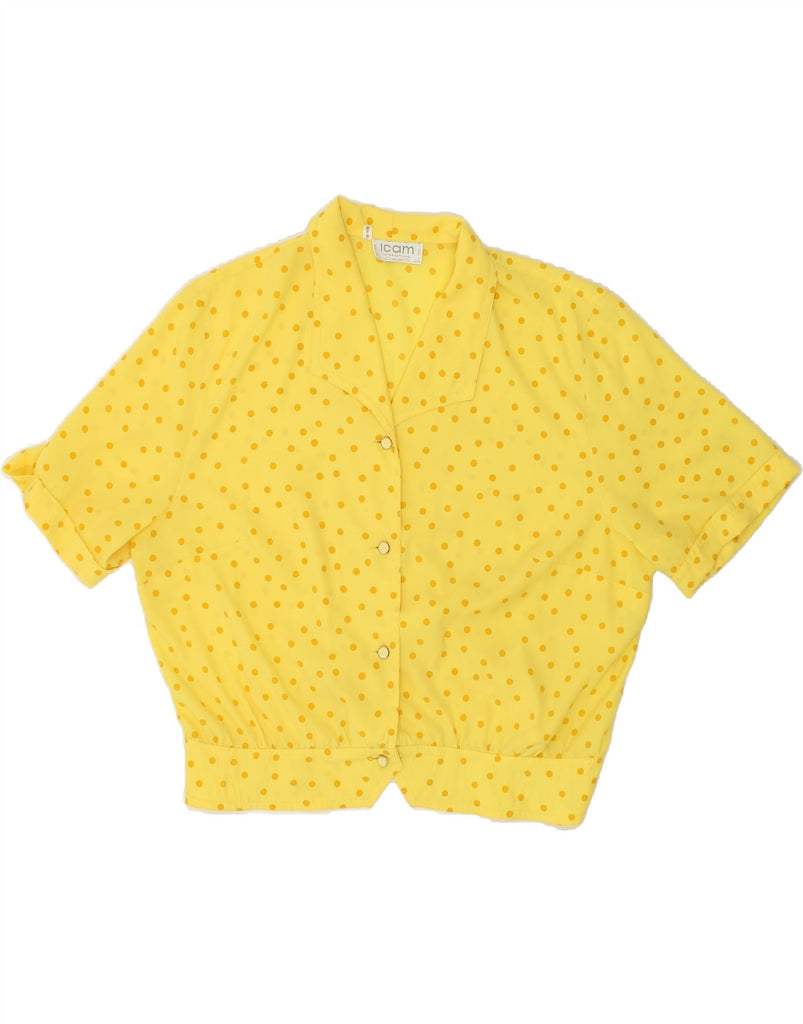 ICAM Womens Short Sleeve Shirt Blouse IT 52 2XL Yellow Polka Dot Polyester | Vintage Icam | Thrift | Second-Hand Icam | Used Clothing | Messina Hembry 