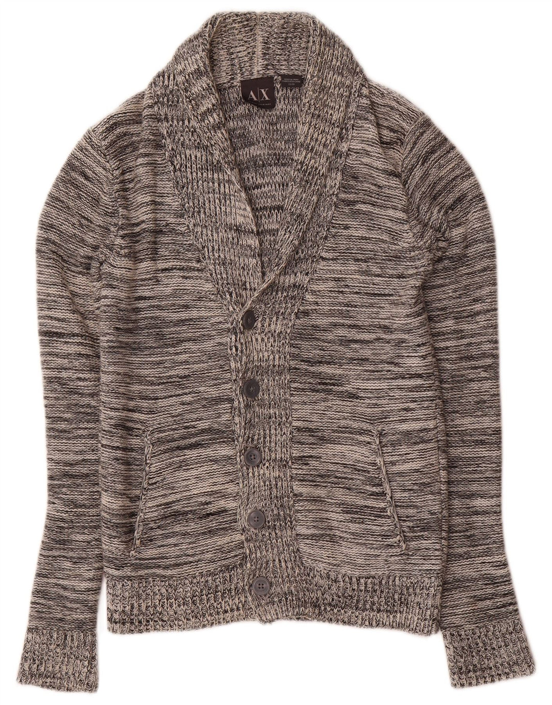 Armani Exchange Mens Cardigan Sweater XS Grey Flecked Cotton