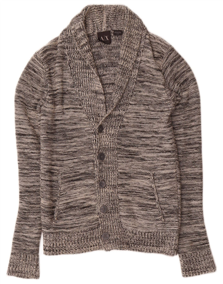 Armani Exchange Mens Cardigan Sweater XS Grey Flecked Cotton
