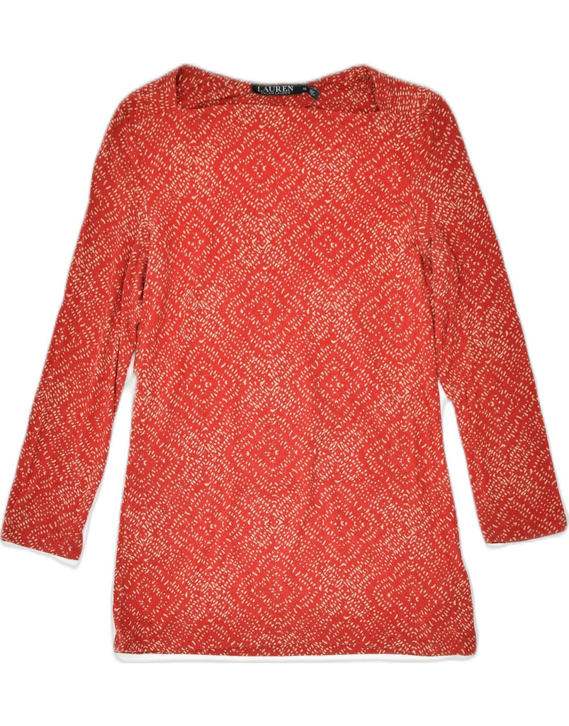 RALPH LAUREN Womens Oversized Long Sleeve Blouse Top UK 6 XS Red Ikat | Vintage | Thrift | Second-Hand | Used Clothing | Messina Hembry 