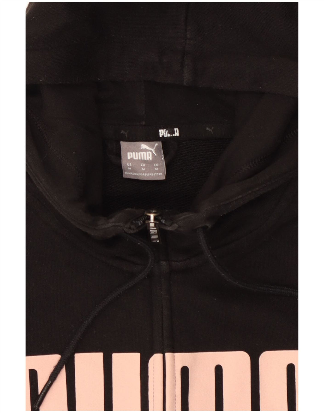 Puma Womens Graphic Zip Hoodie Sweater UK 14 Medium Black