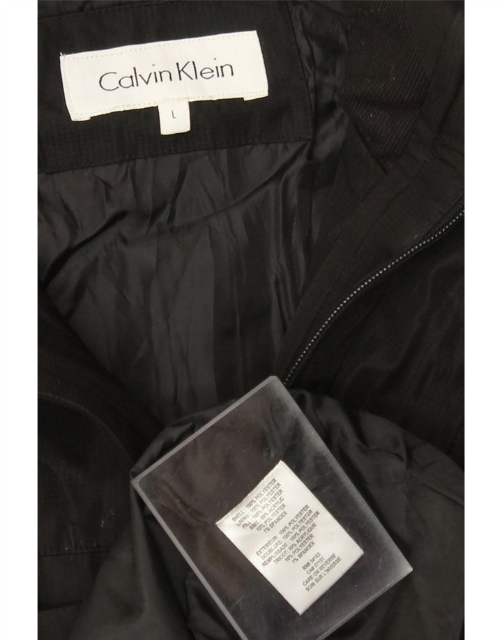 Calvin Klein Mens Hooded Windbreaker Jacket UK 40 Large Black Polyester