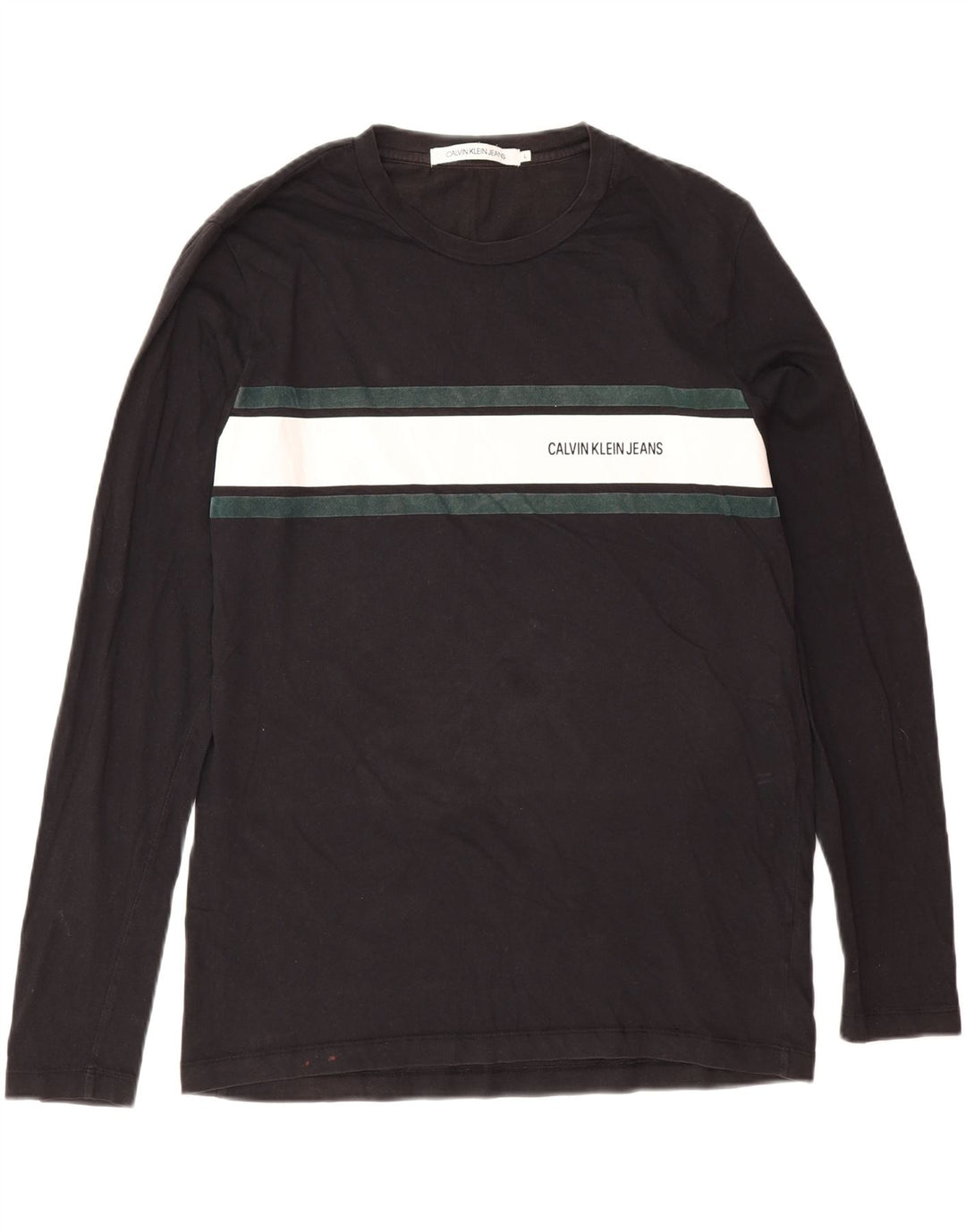Calvin Klein Jeans Mens Graphic Top Long Sleeve Large Black Colourblock
