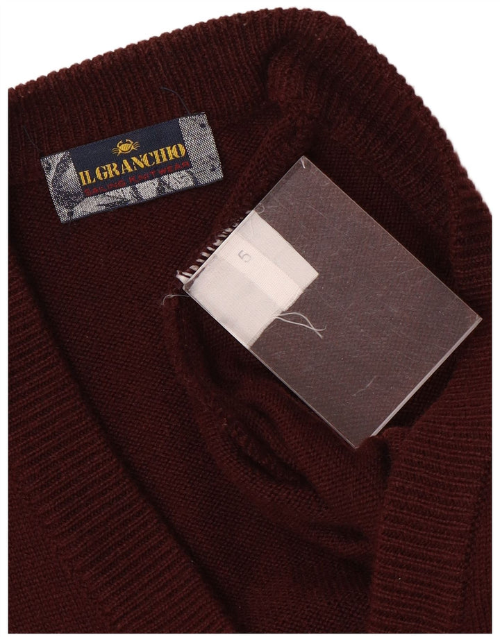 Il Granchio Mens Cardigan Sweater Large Burgundy Striped
