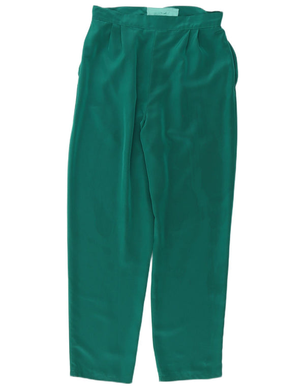 Vintage Womens High Waist Pegged Casual Trousers W30 L29 Green Polyester