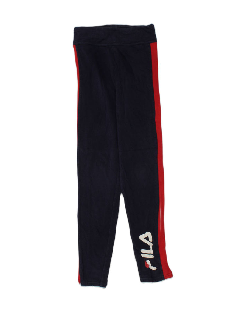 FILA Girls Graphic Leggings 10-11 Years Large  Navy Blue Colourblock | Vintage Fila | Thrift | Second-Hand Fila | Used Clothing | Messina Hembry 