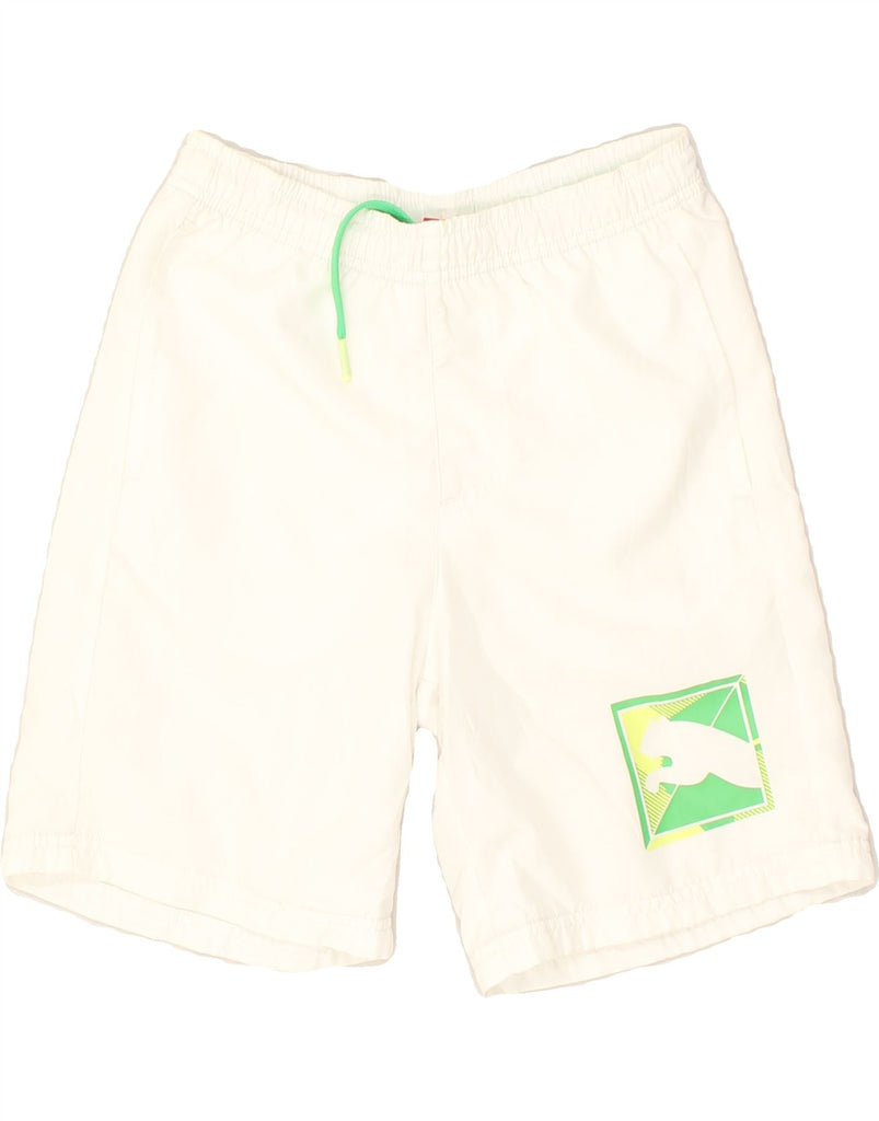 PUMA Boys Graphic Sport Shorts 9-10 Years White Polyester | Vintage Puma | Thrift | Second-Hand Puma | Used Clothing | Messina Hembry 