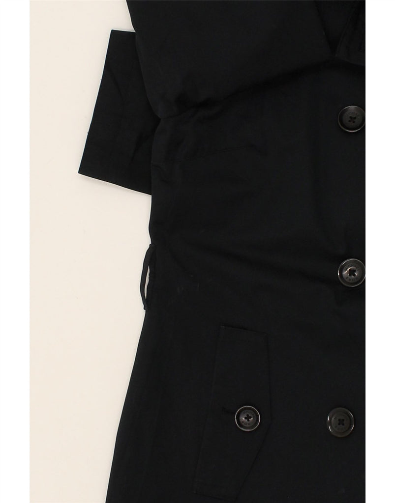 MICHAEL KORS Womens Double Breasted Coat UK 14 Medium Black Cotton | Vintage Michael Kors | Thrift | Second-Hand Michael Kors | Used Clothing | Messina Hembry 