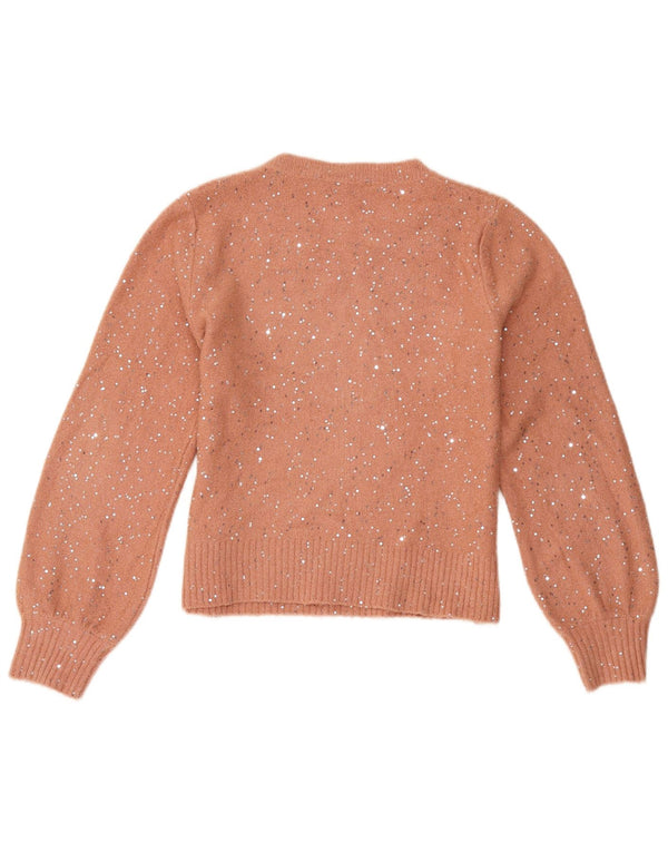 Oasis Womens Boat Neck Jumper Sweater UK 10 Small Pink Flecked Acrylic