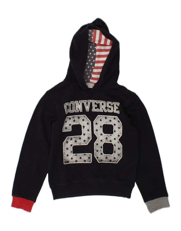 CONVERSE Boys Graphic Hoodie Jumper 9-10 Years Navy Blue Cotton Vintage Converse and Second-Hand Converse from Messina Hembry 