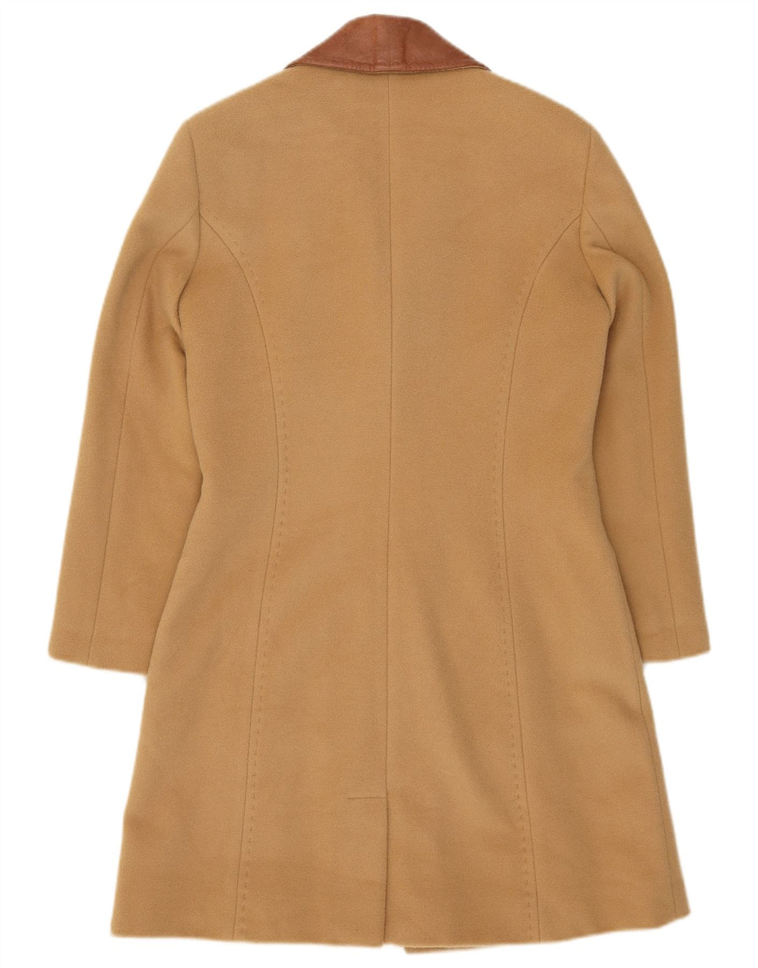 Vintage Womens Overcoat UK 8 Small Beige Colourblock