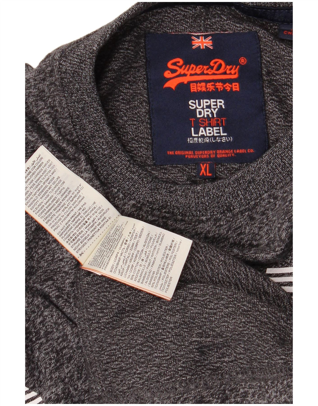 Superdry Mens Graphic T-Shirt Top XL Grey Flecked Cotton