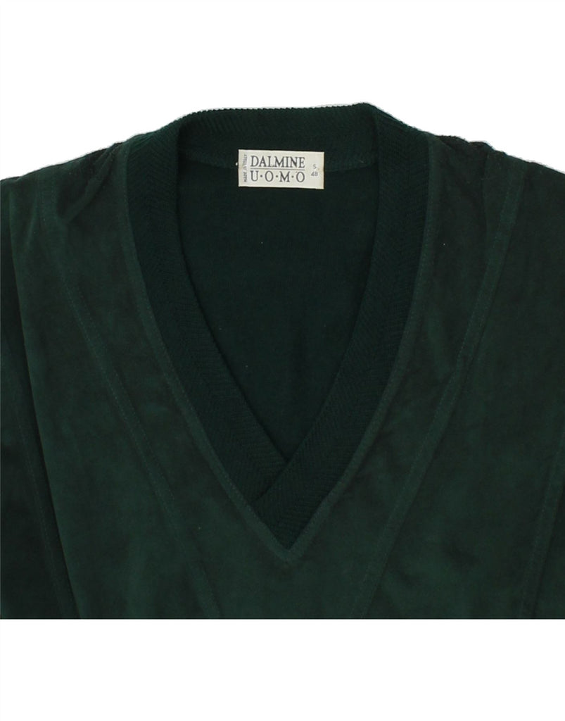 DALMINE Mens V-Neck Jumper Sweater IT 48 Small Green Wool | Vintage DALMINE | Thrift | Second-Hand DALMINE | Used Clothing | Messina Hembry 