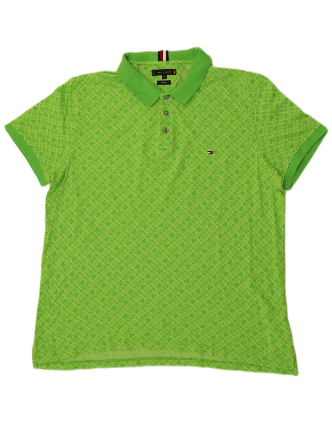 Tommy Hilfiger Mens Graphic Regular Fit Polo Shirt 2XL Green Cotton