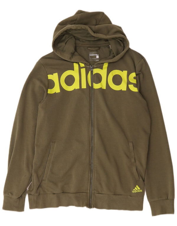 Adidas Mens Graphic Zip Hoodie Sweater Large Green Cotton