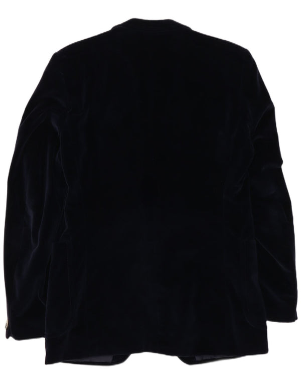 Vintage Mens 2 Button Velvet Blazer Jacket UK 38 Medium Navy Blue