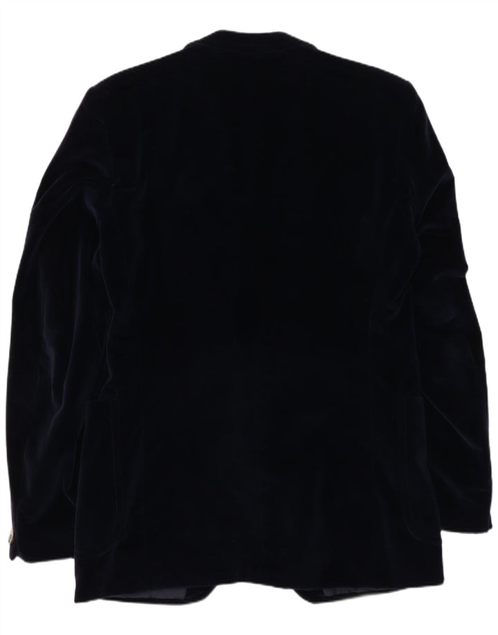 Vintage Mens 2 Button Velvet Blazer Jacket UK 38 Medium Navy Blue