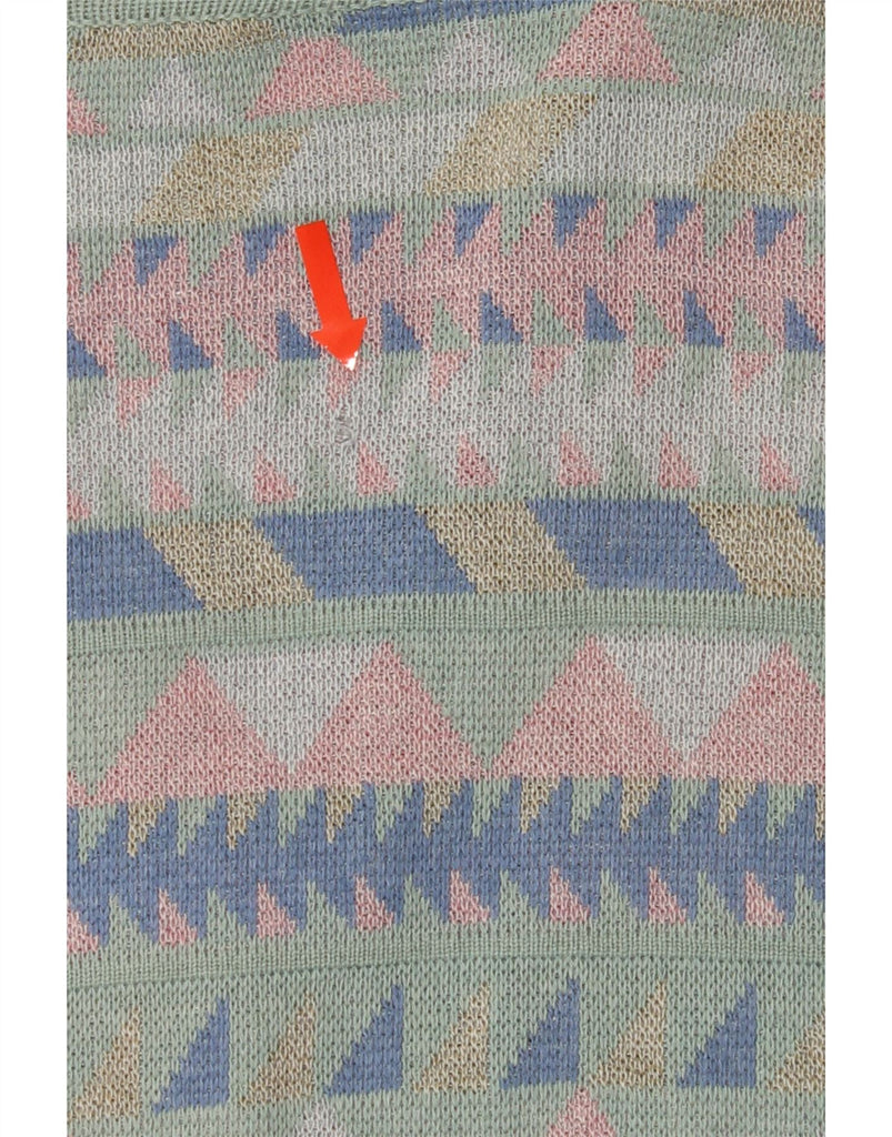 INCOGNITO Mens V-Neck Jumper Sweater IT 52/54 Large Green Geometric Cotton Vintage Incognito and Second-Hand Incognito from Messina Hembry 