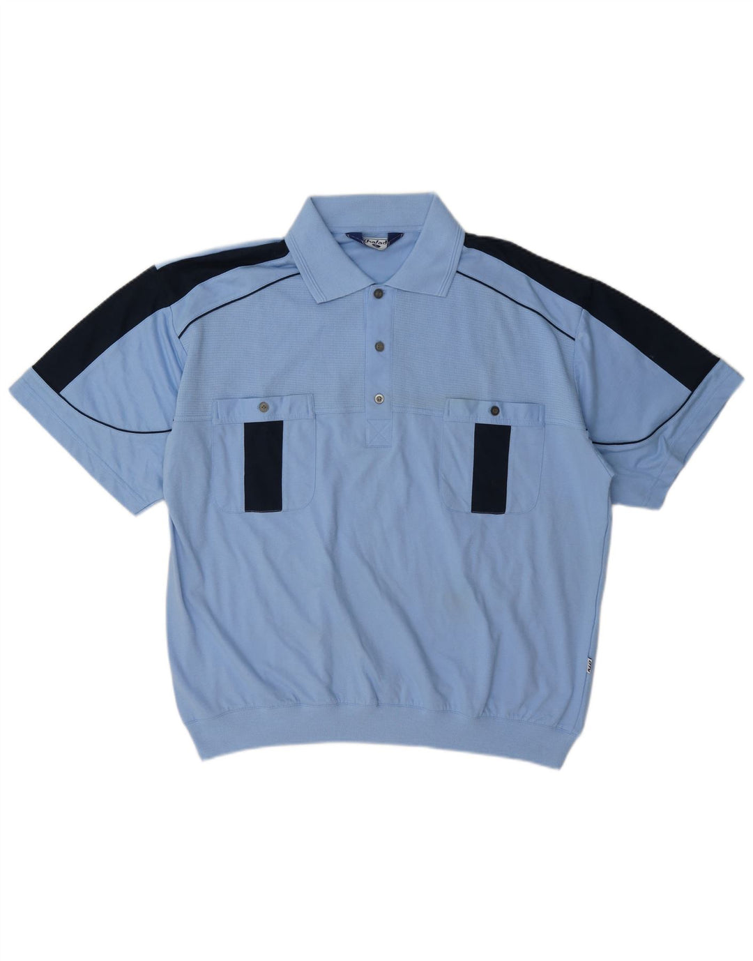 Vintage Mens Polo Shirt XL Blue Colourblock