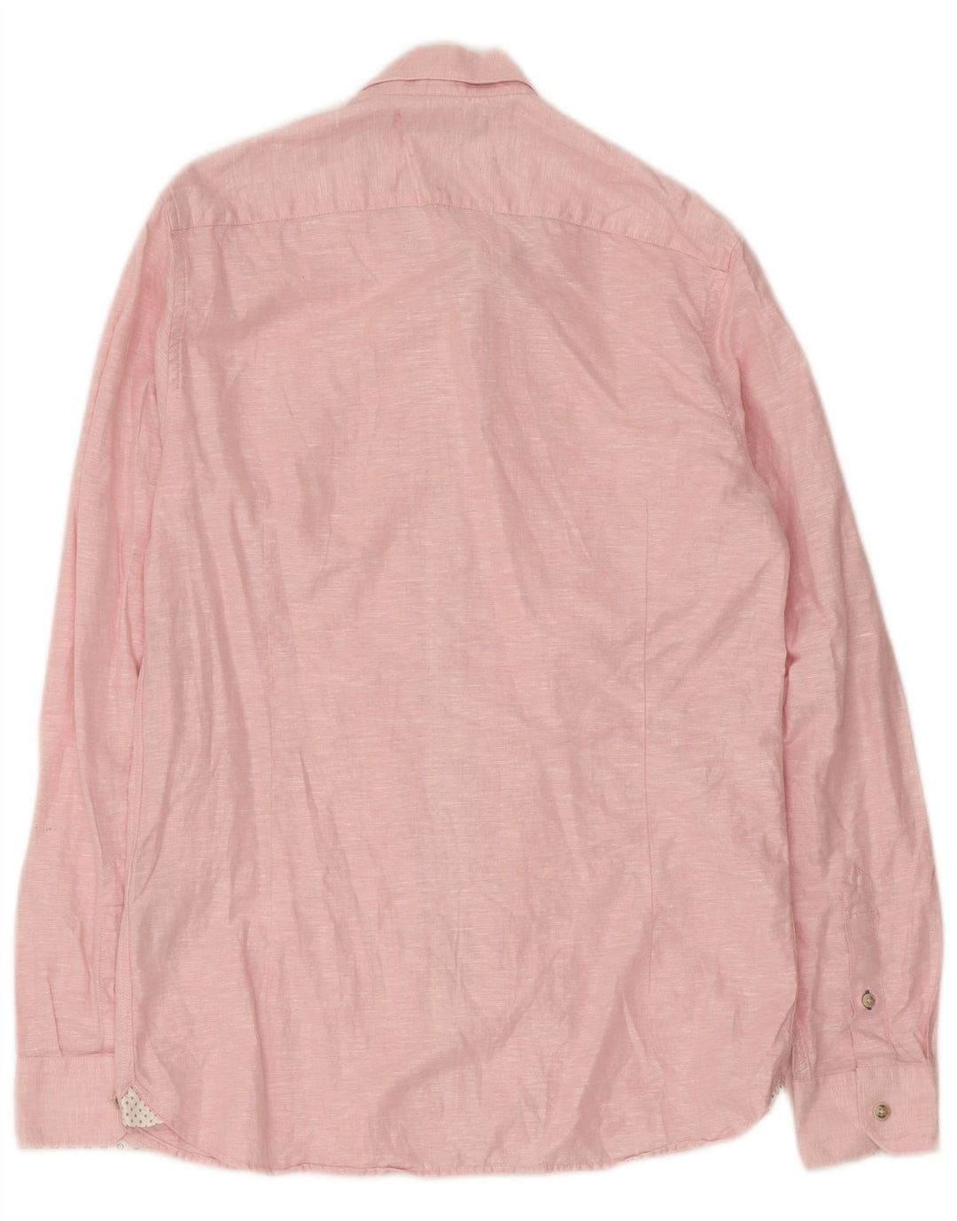 Ted Baker Mens Shirt Size 2 Small Pink Linen