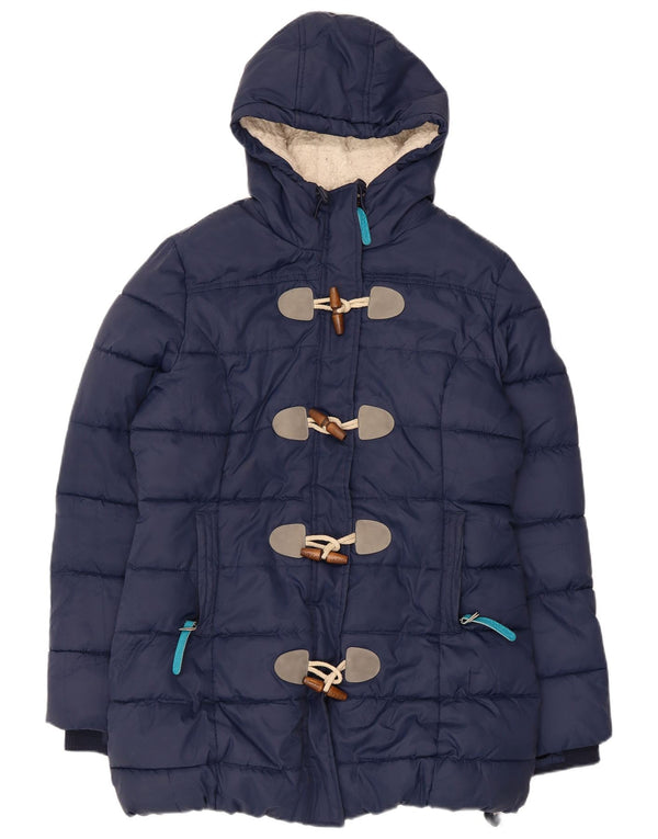 Superdry Womens Hooded Sherpa Padded Jacket UK 18 XL Navy Blue Polyester