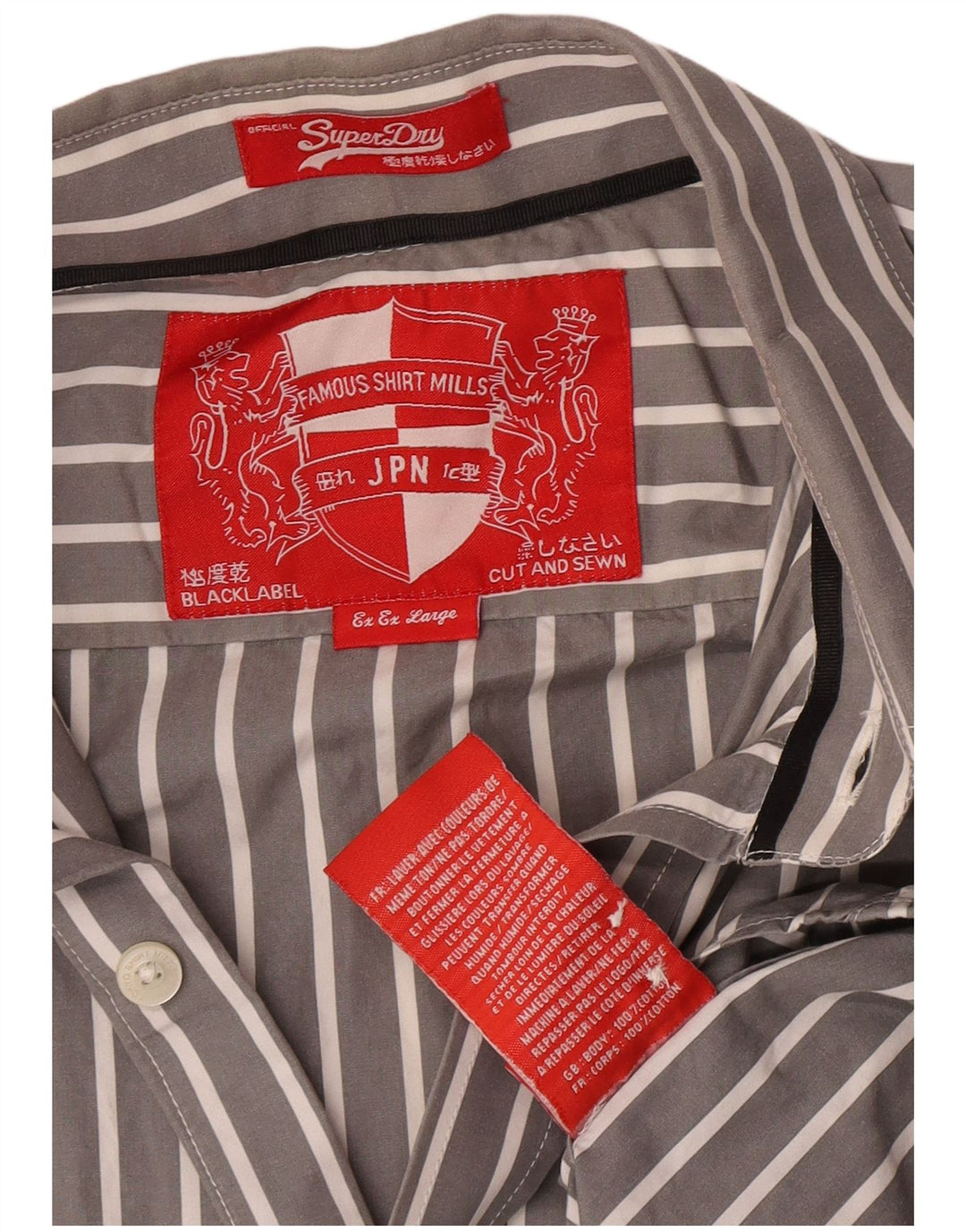 Superdry Mens Shirt 2XL Grey Pinstripe Cotton