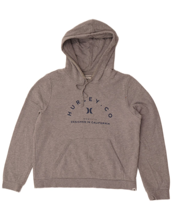 Hurley Womens Graphic Hoodie Jumper UK 16 Large Grey Flecked Cotton