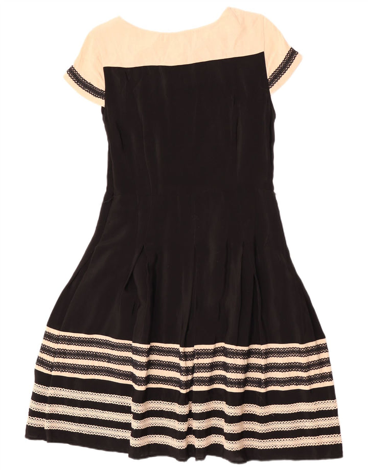 Monsoon Womens A-Line Dress UK 12 Medium Black Colourblock Viscose