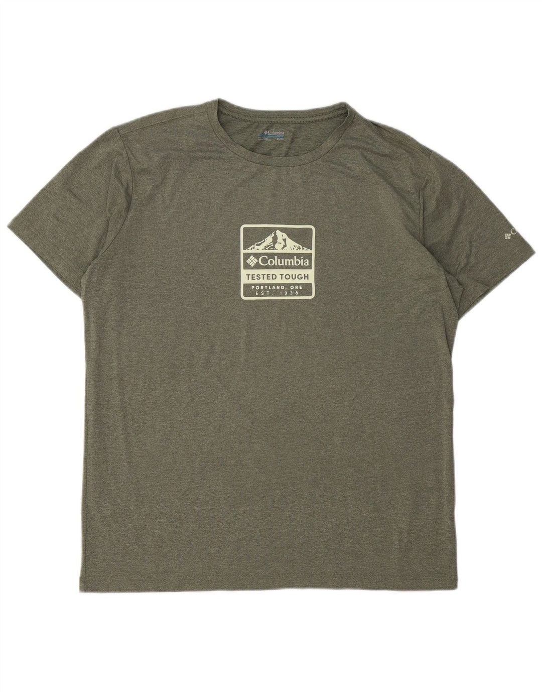 COLUMBIA Mens Graphic T-Shirt Top XL Khaki Polyester
