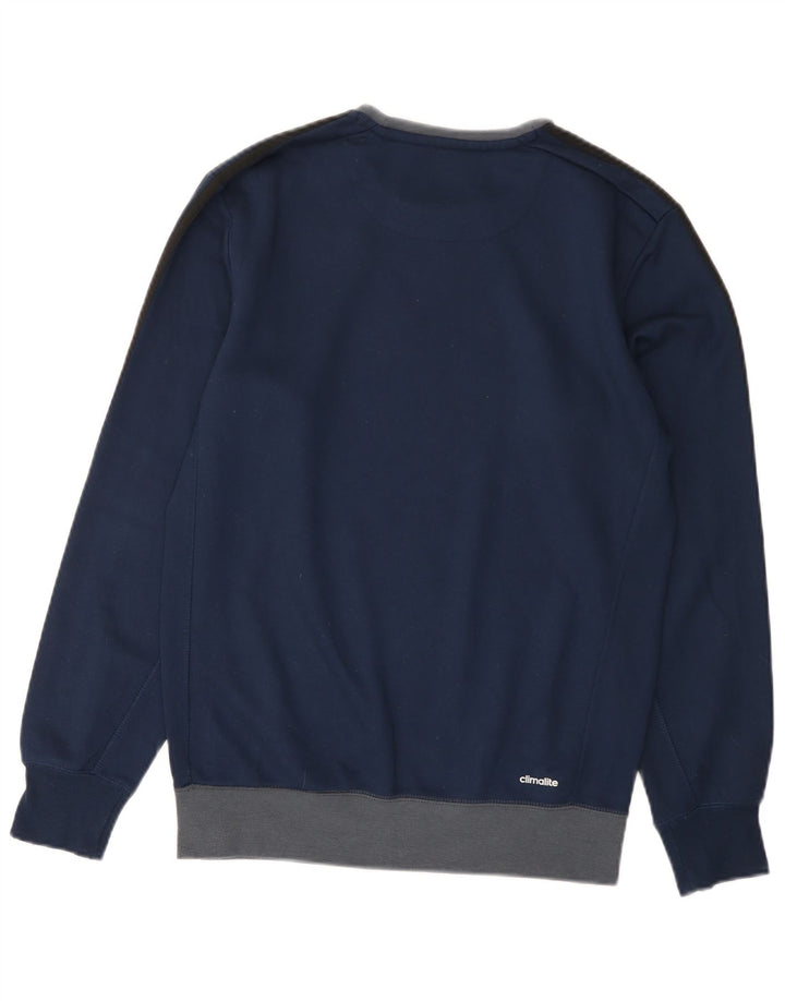 Adidas Mens Climalite Sweatshirt Jumper Small Blue Colourblock Polyester