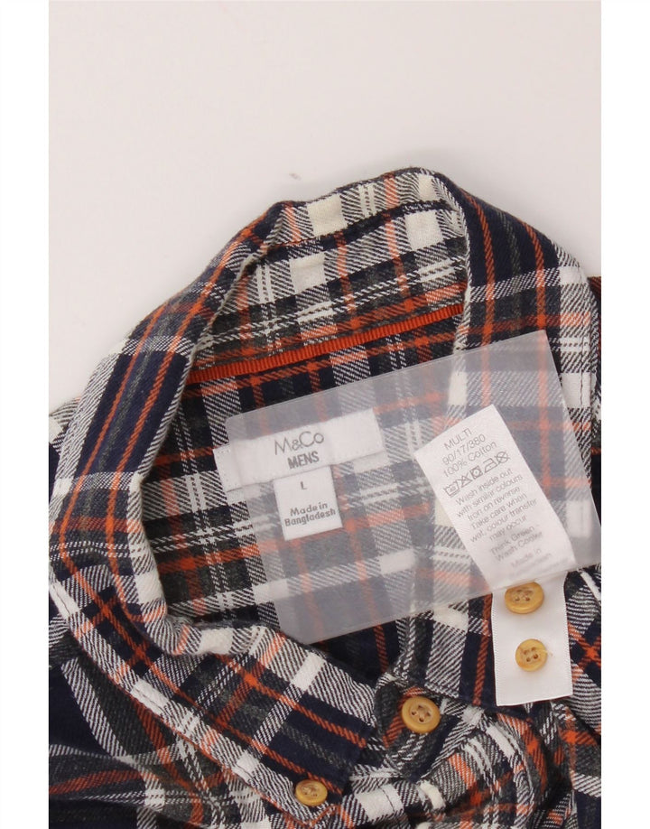Max&Co. Mens Flannel Shirt Large Navy Blue Check Cotton