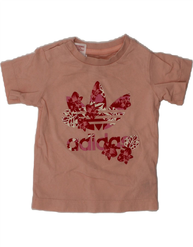 ADIDAS Baby Girls Graphic T-Shirt Top 6-9 Months Pink Floral Cotton Vintage Adidas and Second-Hand Adidas from Messina Hembry 