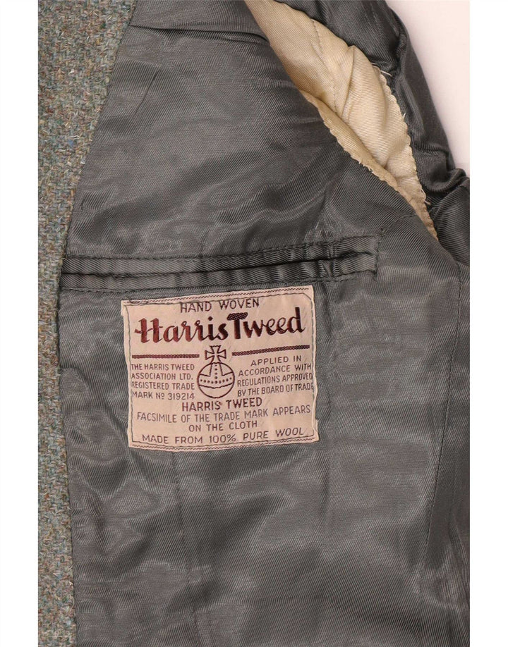 Harris Tweed Womens Military 2 Button Blazer Jacket UK 8 Small Khaki Wool
