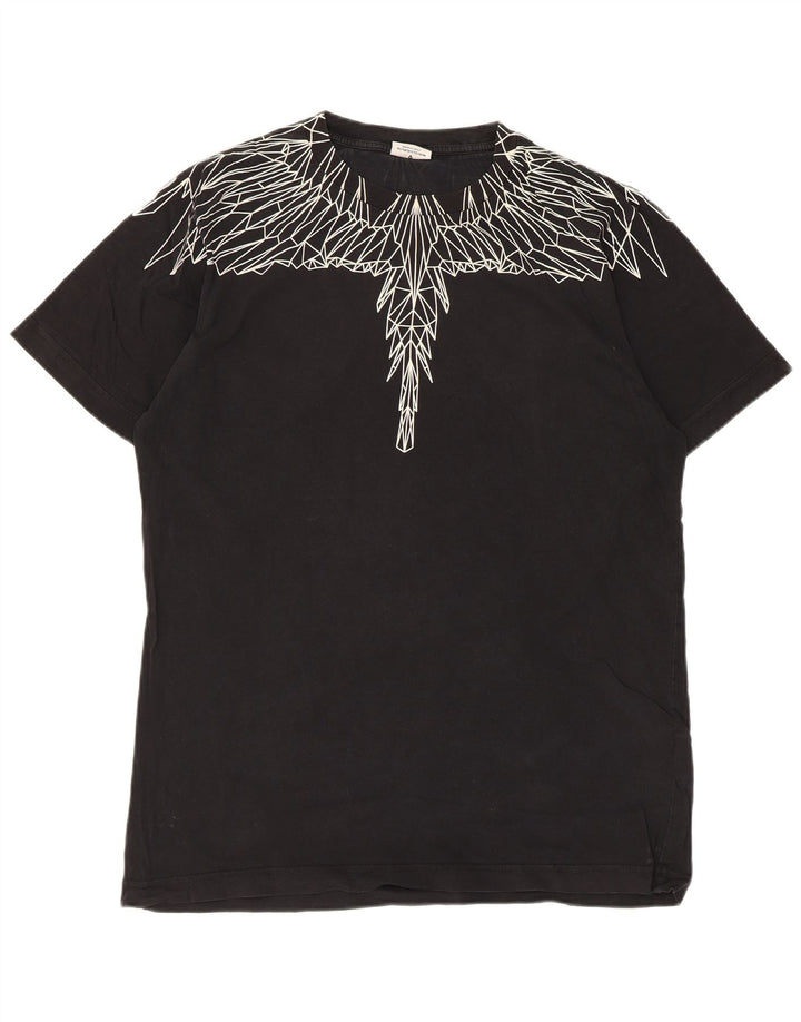 Marcelo Burlon Mens Graphic T-Shirt Top Medium Black Cotton