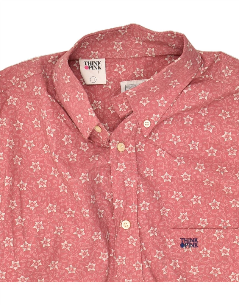 THINK PINK Mens Shirt Small Pink Floral Cotton | Vintage Think Pink | Thrift | Second-Hand Think Pink | Used Clothing | Messina Hembry 