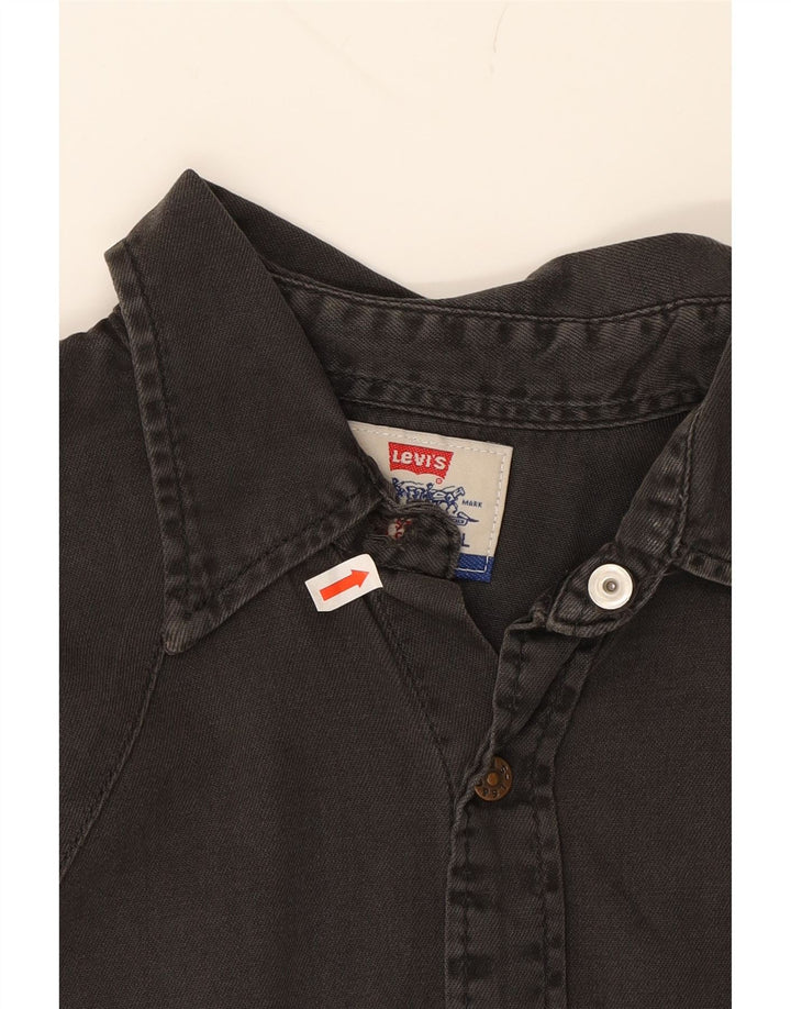 LEVI'S Girls Denim Shirt 12-13 Years Large  Grey Cotton Vintage Levi's and Second-Hand Levi's from Messina Hembry 