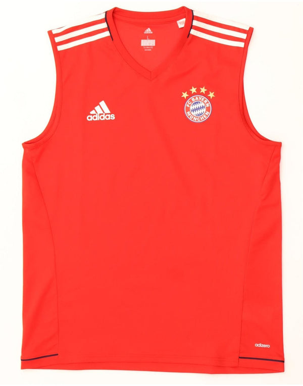 Adidas Mens FC Bayern Munchen Vest Top Large Red Polyester