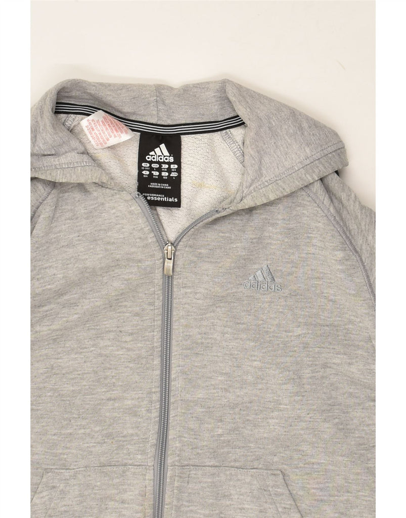 ADIDAS Boys Zip Hoodie Sweater 13-14 Years Grey Flecked Cotton | Vintage Adidas | Thrift | Second-Hand Adidas | Used Clothing | Messina Hembry 