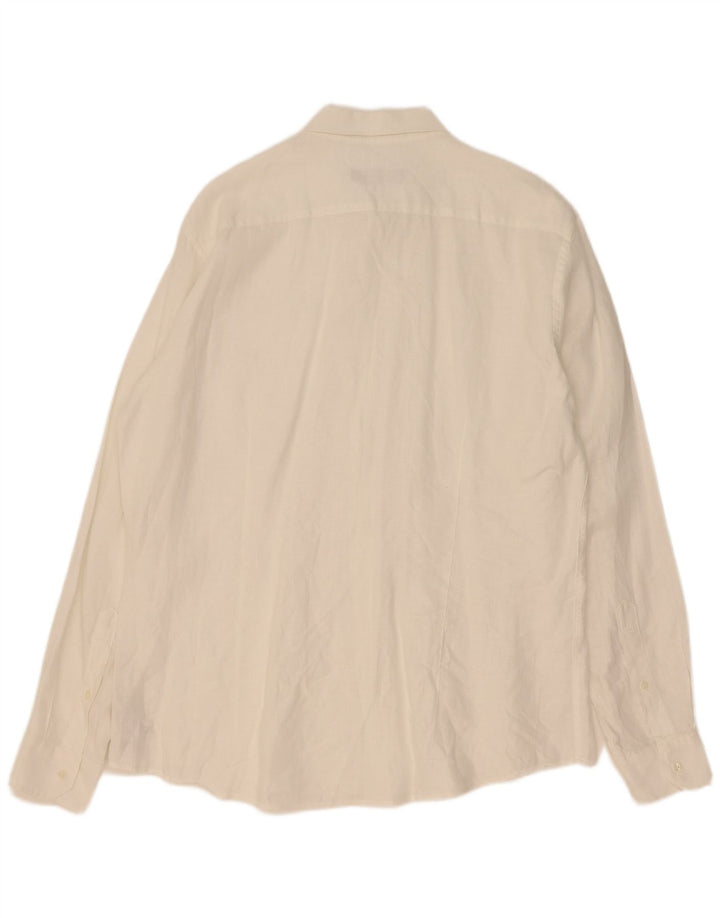 Trussardi Mens Shirt Size 43 Large White Linen