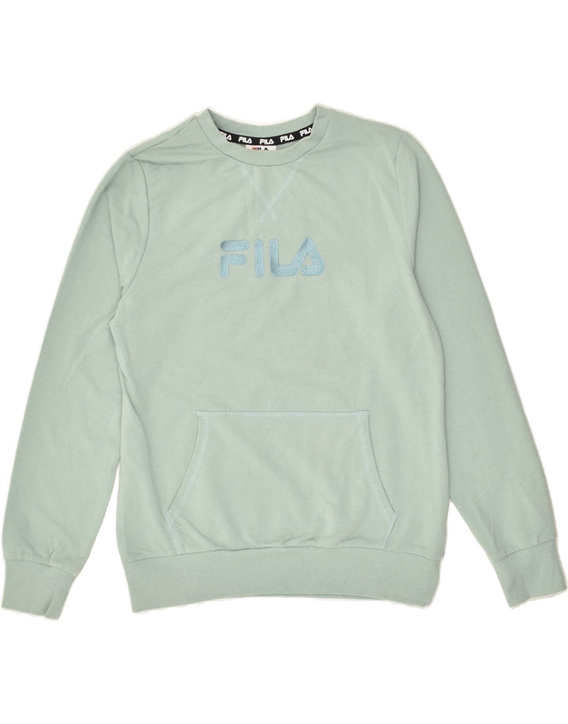 FILA Womens Graphic Sweatshirt Jumper UK 10 Small Green Cotton | Vintage Fila | Thrift | Second-Hand Fila | Used Clothing | Messina Hembry 